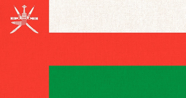 Bandera del Sultanato de Omán Bandera de Omán en la superficie de la tela País asiático