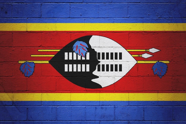 Foto bandera de swazilandia pintada en una pared