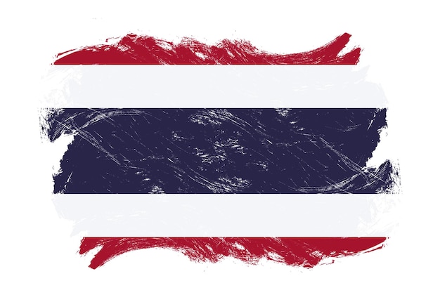 Bandera de Tailandia sobre fondo de pincel de trazo blanco grunge angustiado