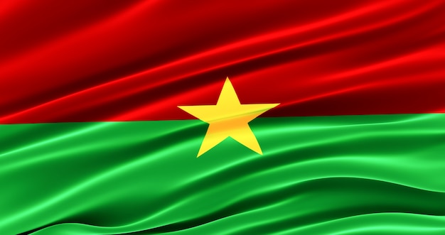 Foto bandera de tela ondeante de burkina faso, bandera de seda de burkina faso.