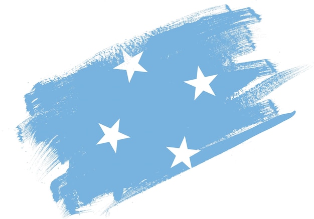 Bandera con textura de pincel abstracto de los estados federados de micronesia sobre fondo blanco