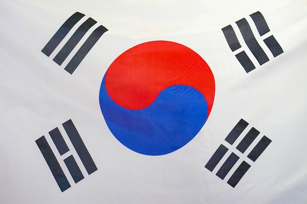 Bandera de textura de tela de Corea del sur.