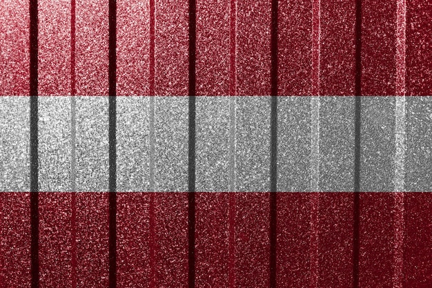 Bandera texturizada de Austria en la pared de metal Fondo geométrico abstracto natural colorido con líneas