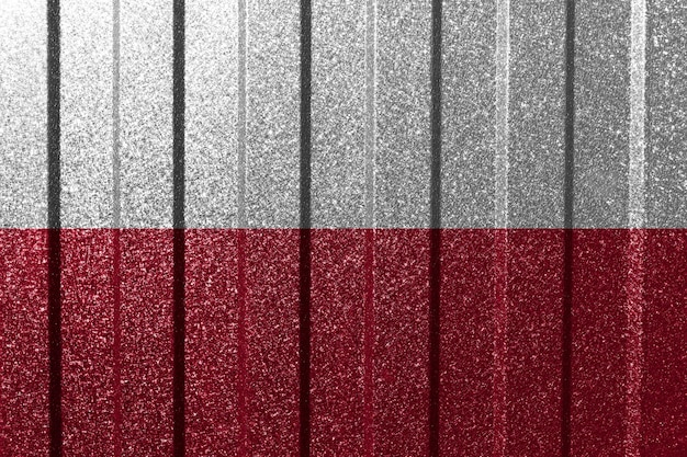 Bandera texturizada de Polonia en la pared de metal Fondo geométrico abstracto natural colorido con líneas