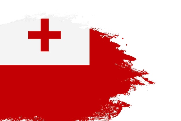 Bandera de tonga en un pincel de trazo manchado pintado fondo blanco aislado con espacio de copia