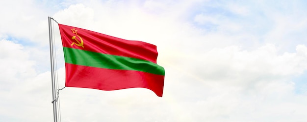 Bandera de Transnistria ondeando en el fondo del cielo 3D Rendering