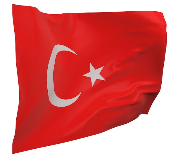 Foto bandera de turquía aislada. bandera que agita. bandera nacional de turquía