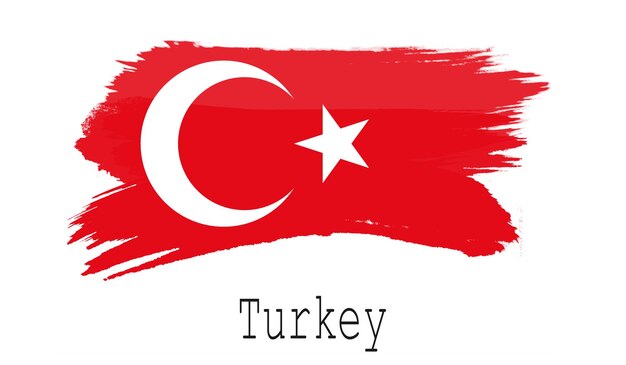 Bandera de Turquía sobre fondo blanco.