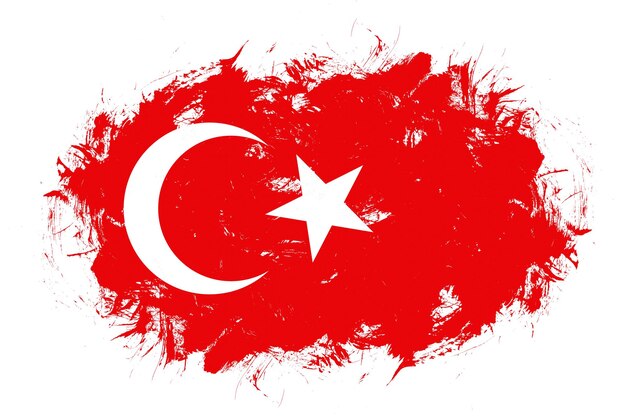 Bandera de Turquía sobre fondo de pincel de trazo abstracto