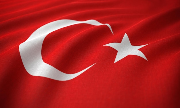 Bandera de Turquía en la textura de fondo 3D Render