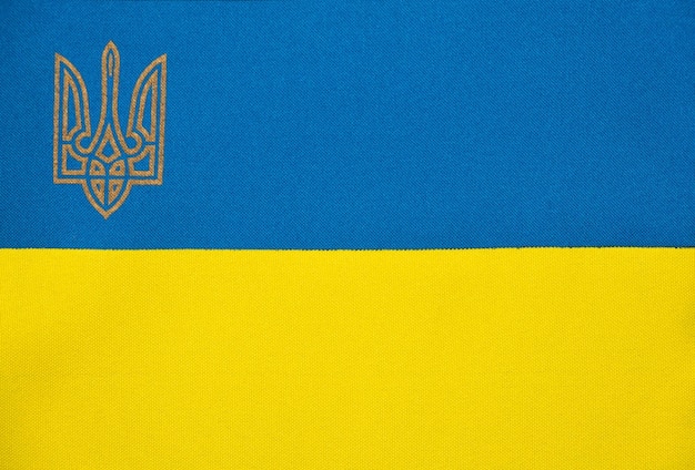 Bandera de ucrania con textura de tela