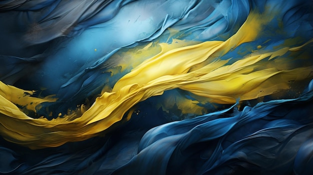 Foto bandera ucraniana fondo abstracto en forma de pintura derramada