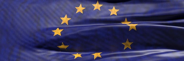 Bandera de la UE Unión Europea ondeando signo símbolo fondo textura 3d ilustración