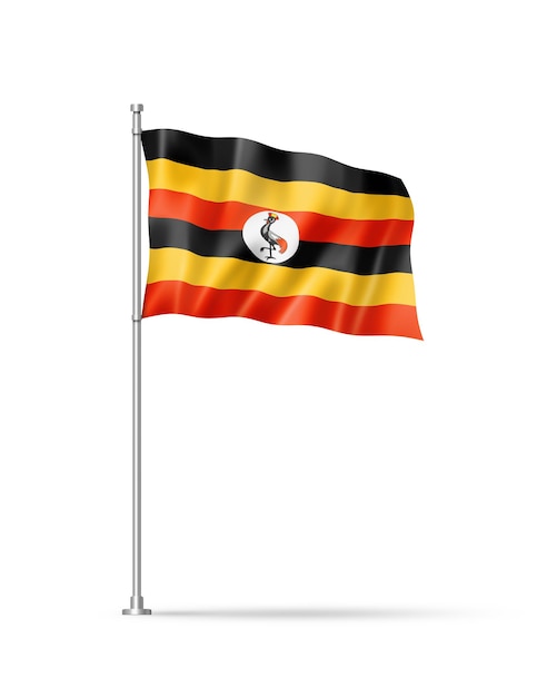 Bandera de Uganda aislado en blanco