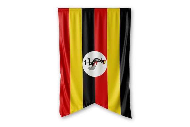 bandera de uganda cuelga en una imagen de fondo de pared blanca