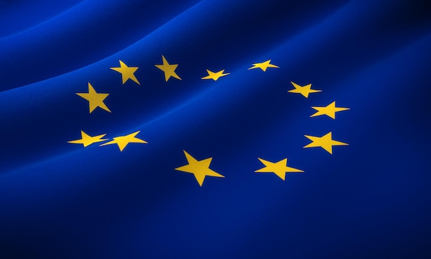 Bandera de la Unión Europea Una serie de banderas del mundo 3d Render