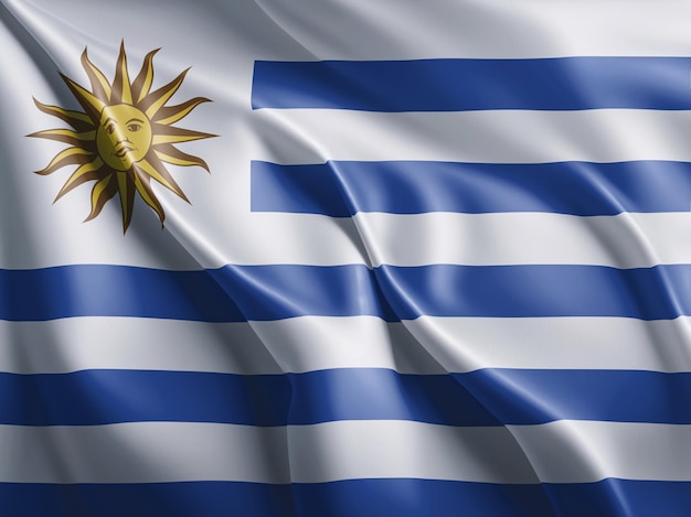La bandera de Uruguay ondeando y ondeando