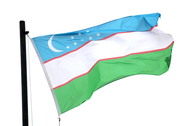 Bandera de uzbekistán en el viento