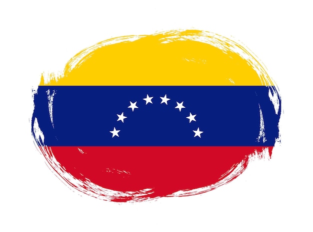 Bandera de venezuela en fondo de pincel de trazo redondeado