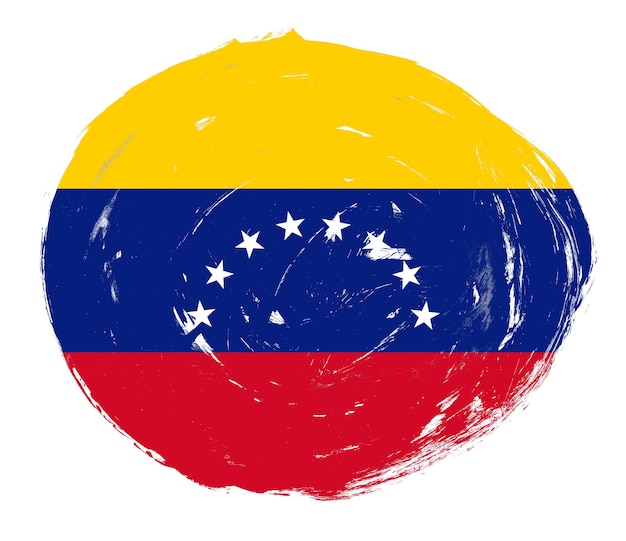 Bandera de Venezuela pintada sobre un fondo de pincel de trazo blanco angustiado