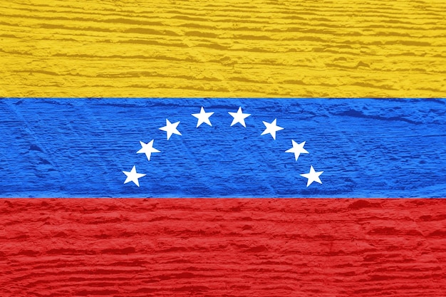 Bandera de Venezuela con una textura de madera
