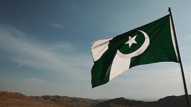 una bandera verde y blanca vuela en el viento