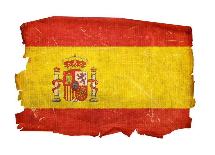 Bandera de la vieja España aislada en blanco