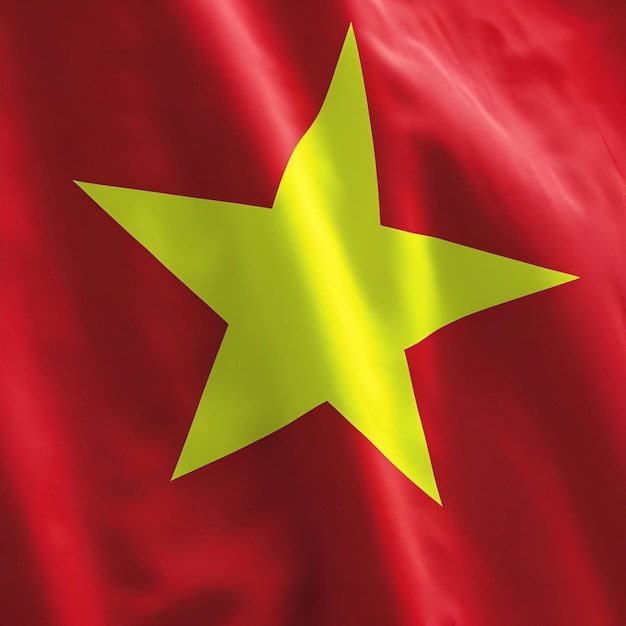 La bandera de Vietnam ondeando en el viento