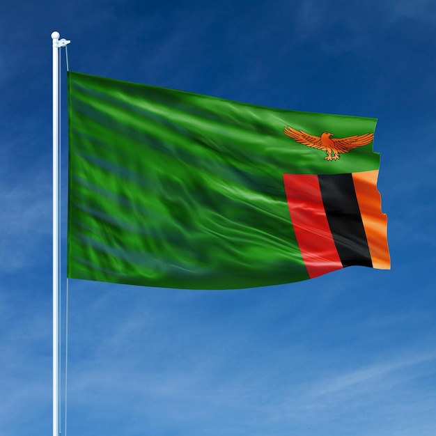 Bandera de Zambia en asta de bandera