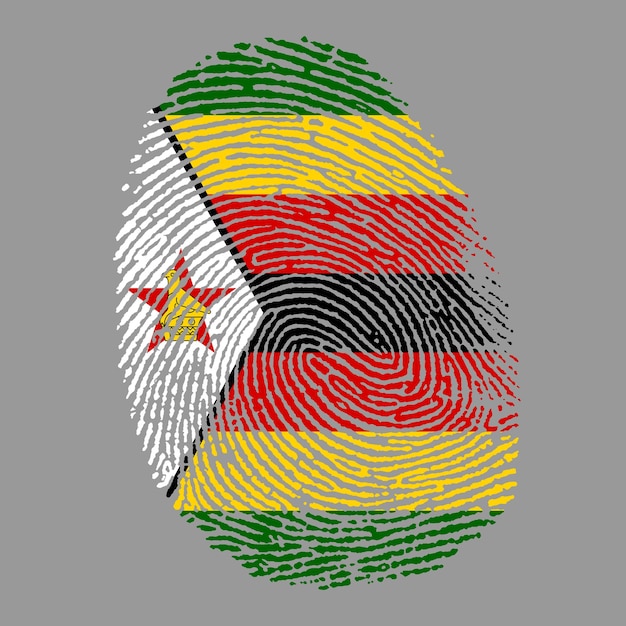 La bandera de Zimbabue en la huella de los dedos