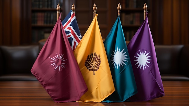 Banderas australianas, indias, macedonias, somalíes y qataríes