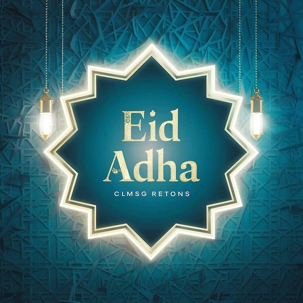 Banderas brillantes del Eid al-Adha con ornamentación islámica