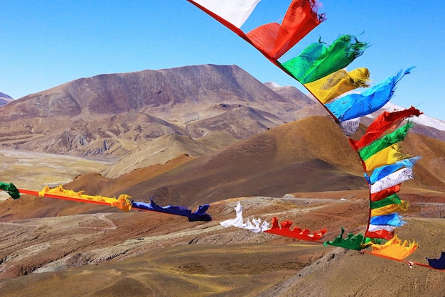 Banderas budistas tibetanas del Himalaya