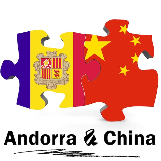 Banderas de China y Andorra en rompecabezas