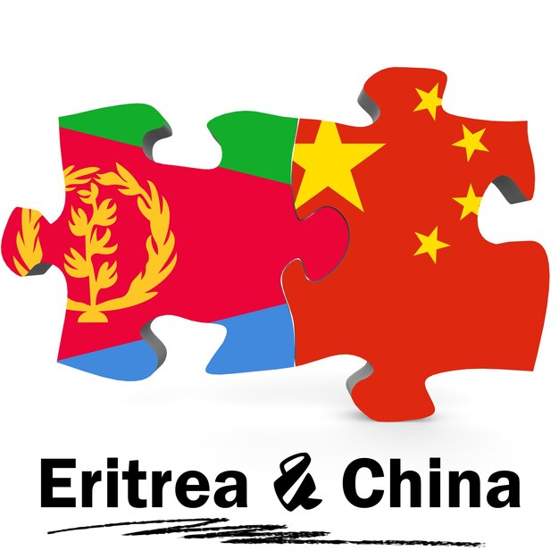 Banderas de China y Eritrea en rompecabezas