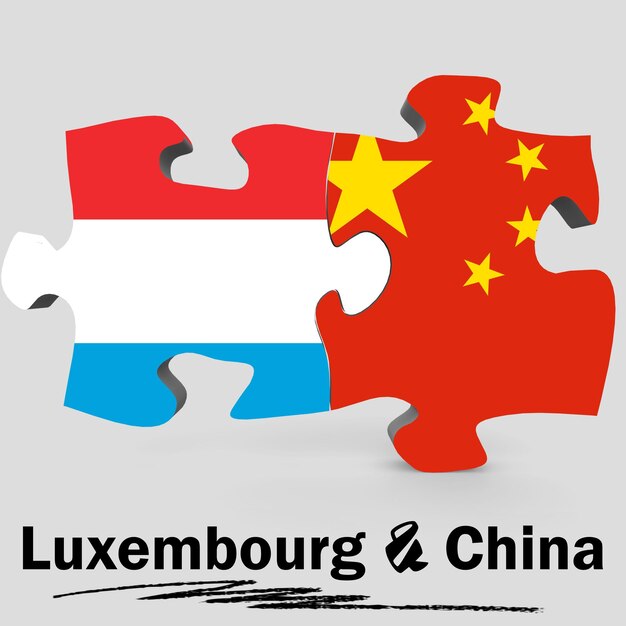 Banderas de China y Luxemburgo en rompecabezas