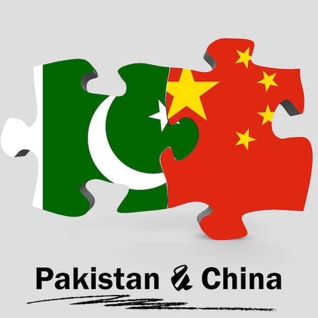 Banderas de China y Pakistán en rompecabezas