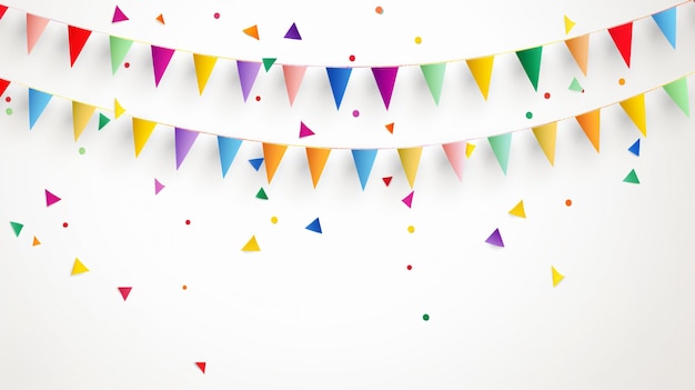Banderas de cumpleaños felices con bokeh de colores sobre un fondo transparente
