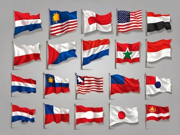 banderas de los diferentes países del mundo icono 3d