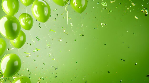 Foto banderas de diseño de celebración con fondo de composición de globos verdes