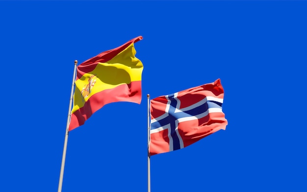 Banderas de España y España. Ilustraciones 3D