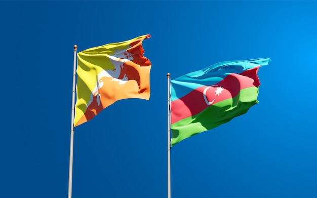 Banderas de los estados nacionales de Azerbaiyán y Bután