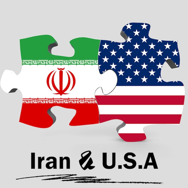 Banderas de Estados Unidos e Irán en rompecabezas