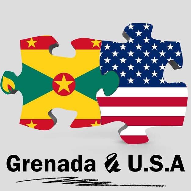 Banderas de Estados Unidos y Granada en rompecabezas