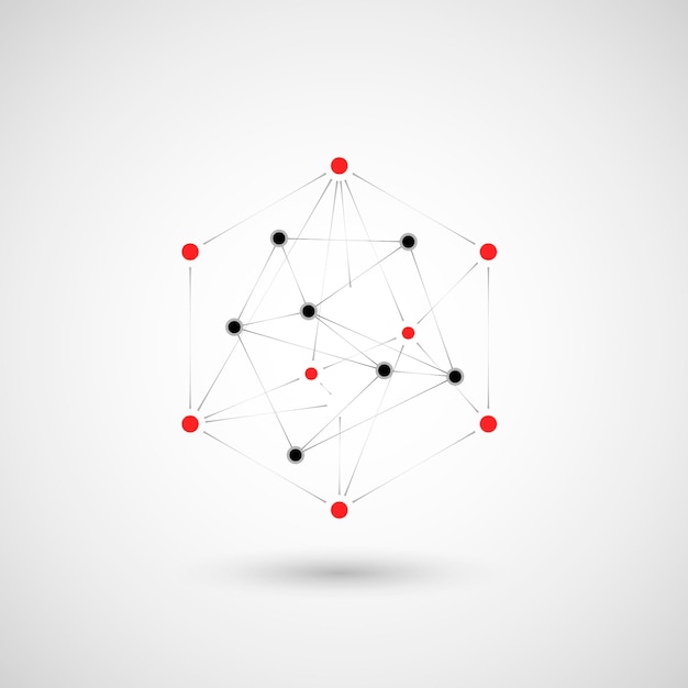 Banderas hexagonales brillantes vectoriales con estilo plástico para el diseño comercial Conectan puntos y líneas vectoriales