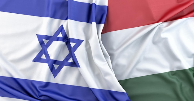 Las banderas de Israel y Hungría en 3D