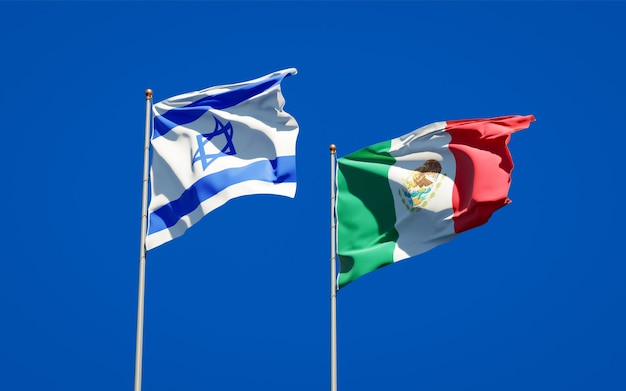 Banderas de Israel y México. Ilustraciones 3D