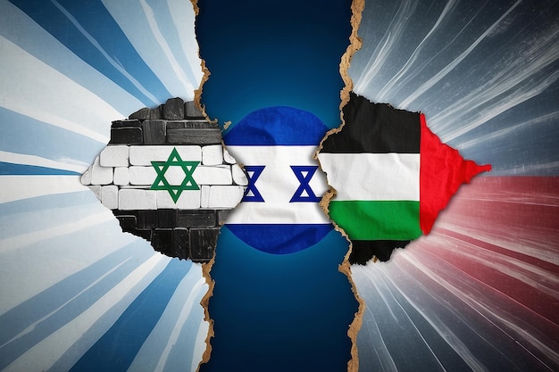 Las banderas de Israel y Palestina están hechas de textura
