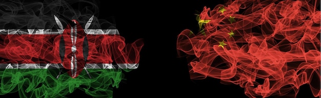 Banderas de Kenia y China Kenia vs China Banderas de humo