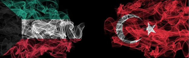 Foto banderas de kuwait y turquía kuwait vs turquía banderas de humo